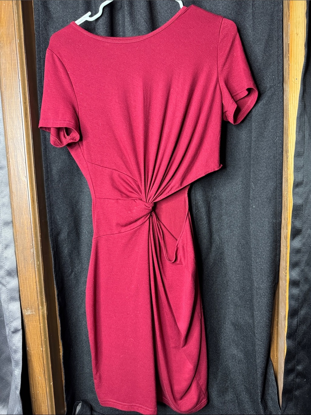 Women’s Twist-Front Short Sleeve Dress - Wine